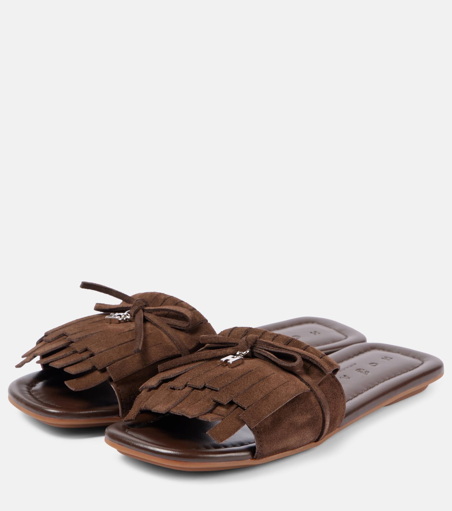 H685 fringed suede slides - 4