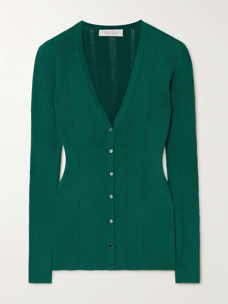 Lillian pointelle-knit wool cardigan 1