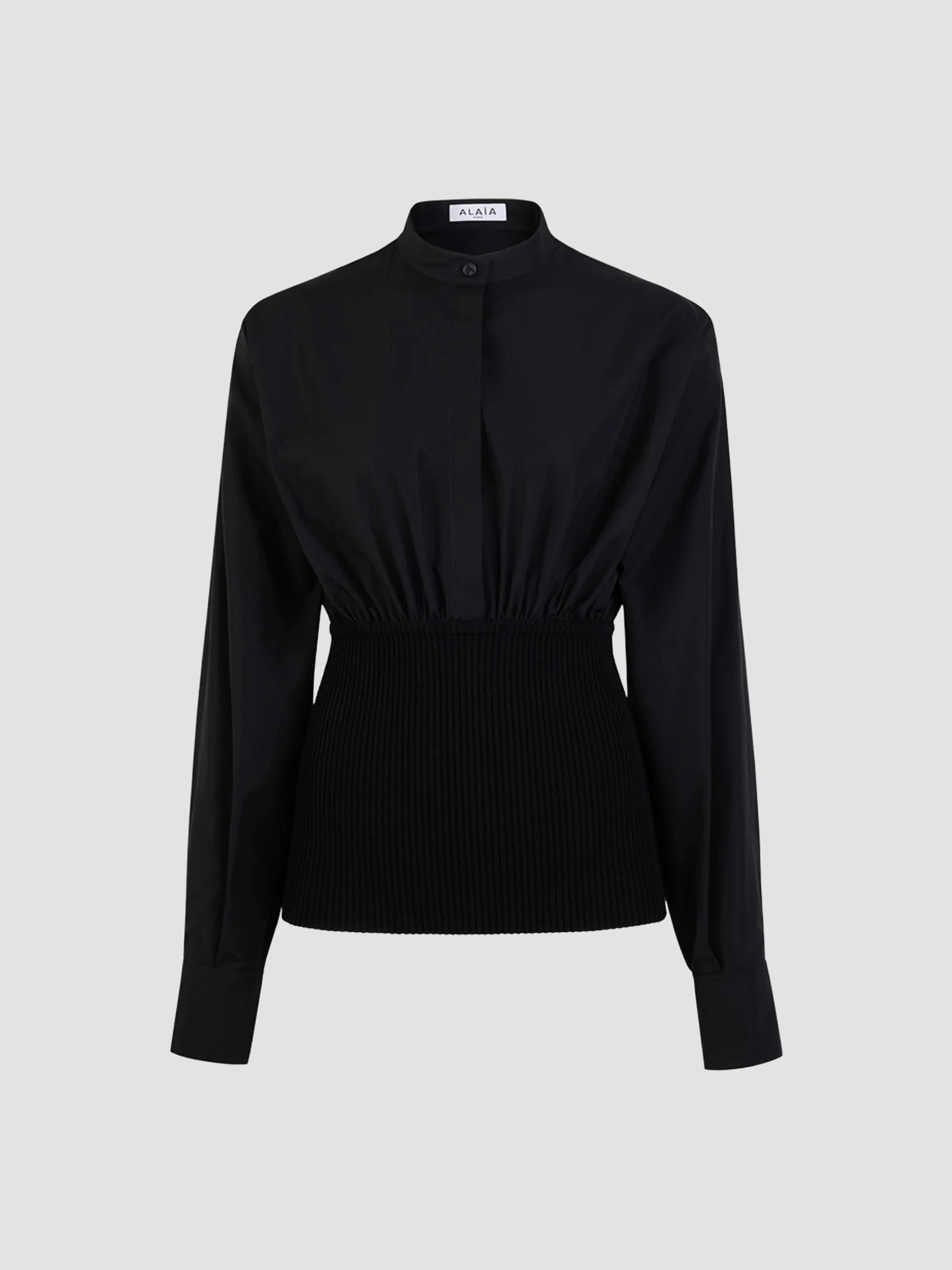 Women's Cinched Cotton Poplin Shirt - Noir Alaia - 1