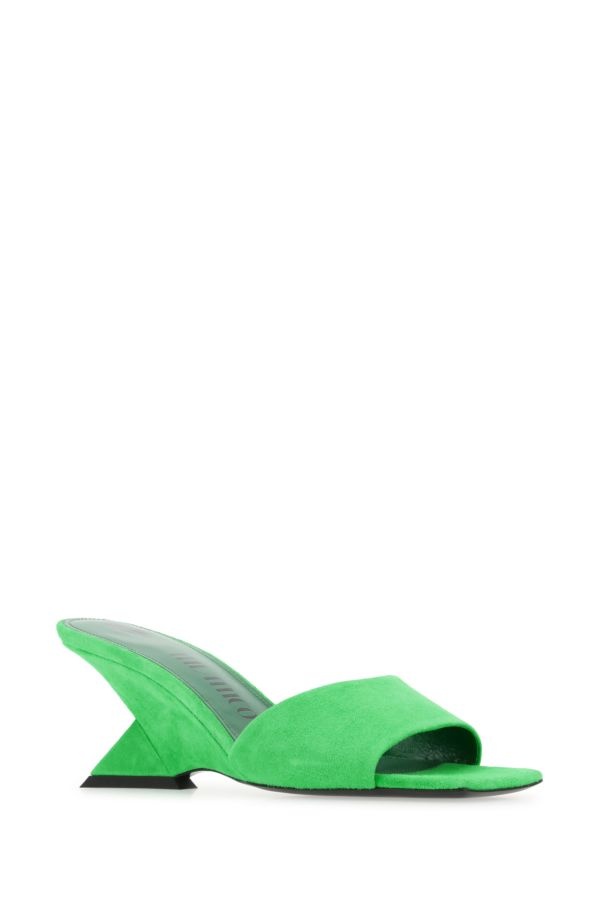 Fluo green suede Cheope mules - 2