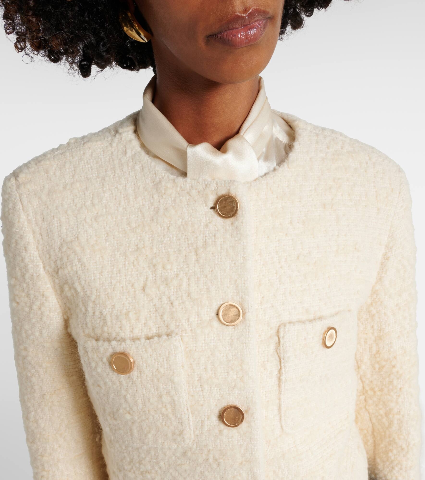 Cropped cotton and wool jacket - 5