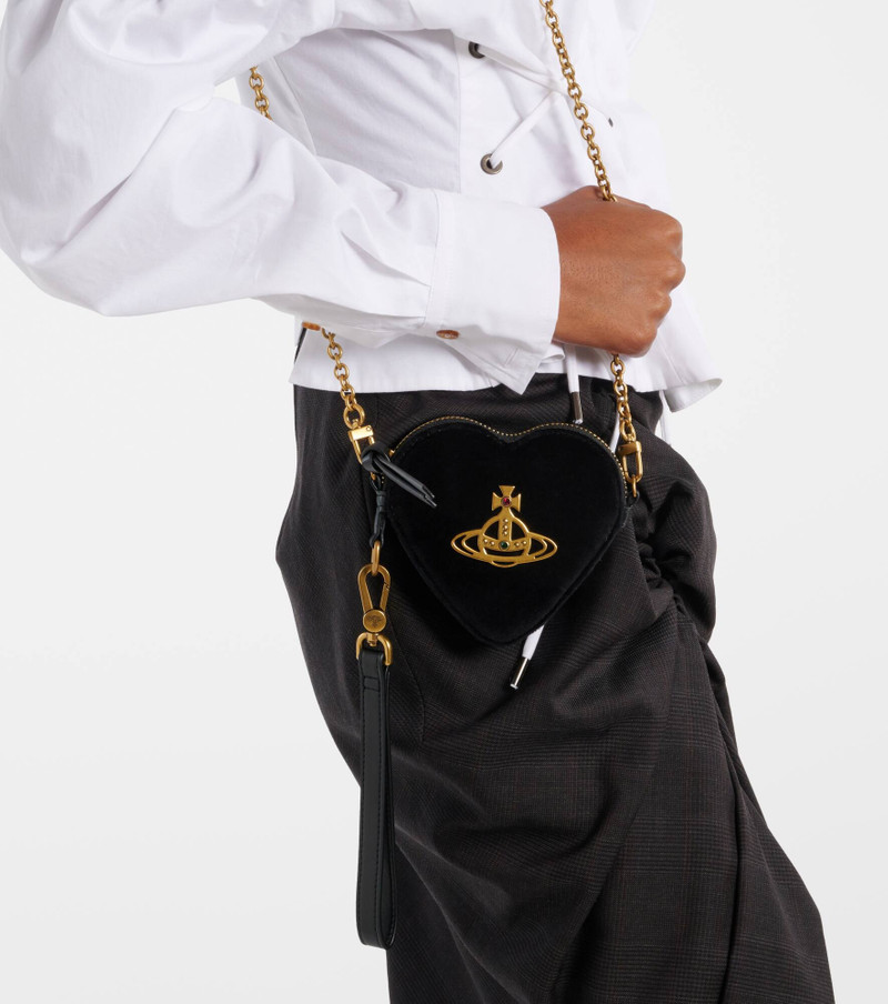 Vivienne Westwood Heart velvet coin purse with strap outlook