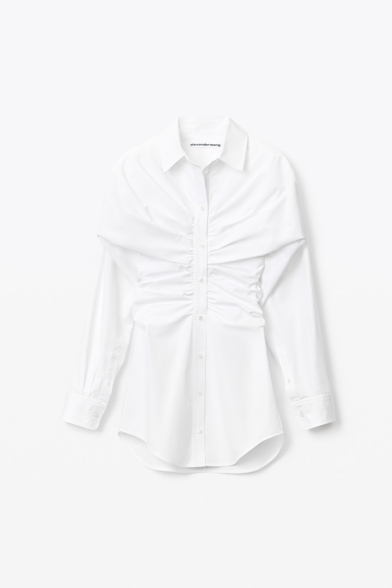 RUCHED HOURGLASS DRESS IN COTTON POPLIN - 1