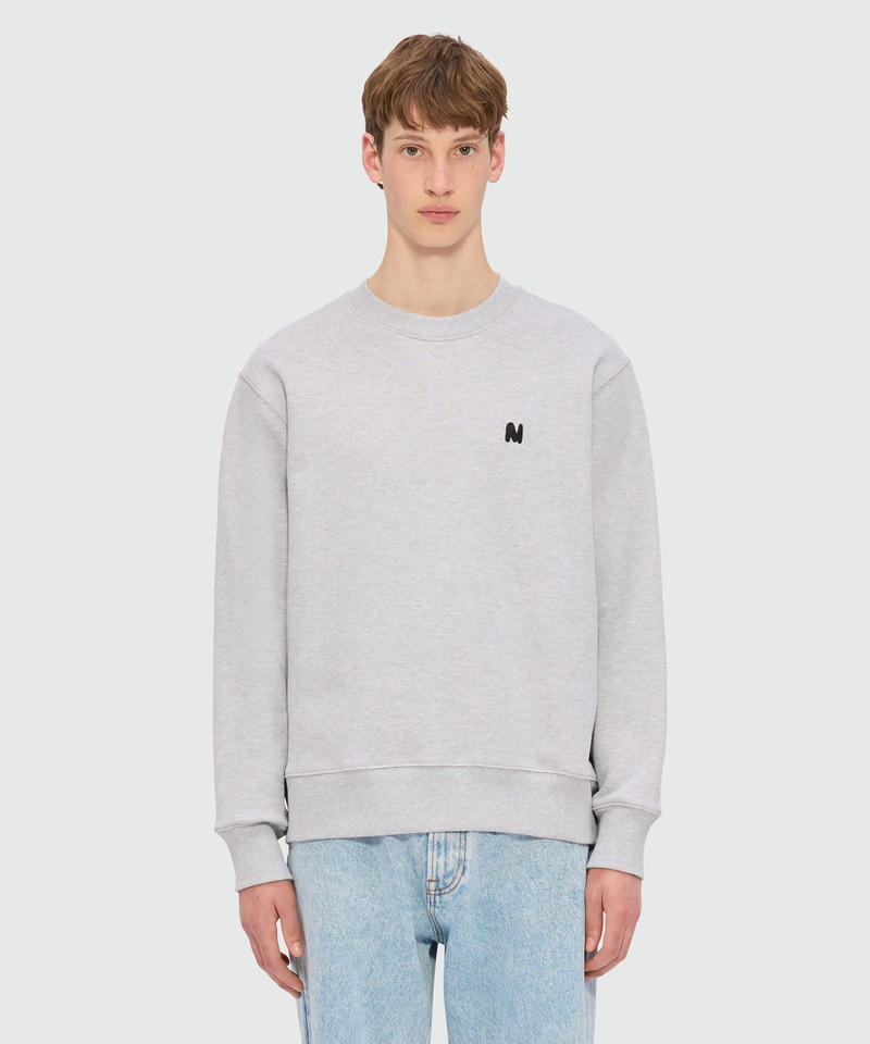 MSGM Grey melange jersey sweatshirt with "TheMwave" embroidery outlook