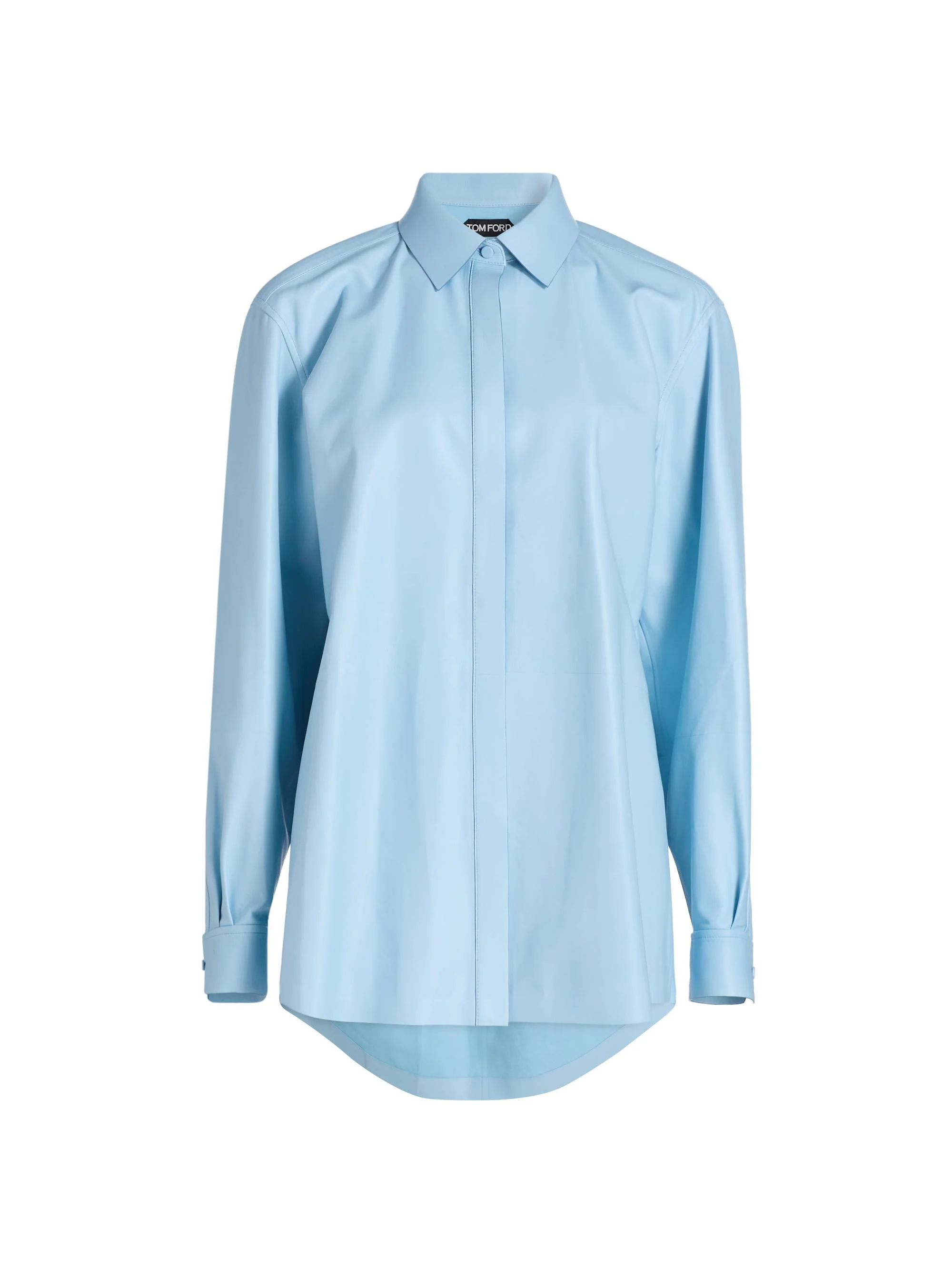 Women's French Plonge Leather Shirt - Pale Blue - 1