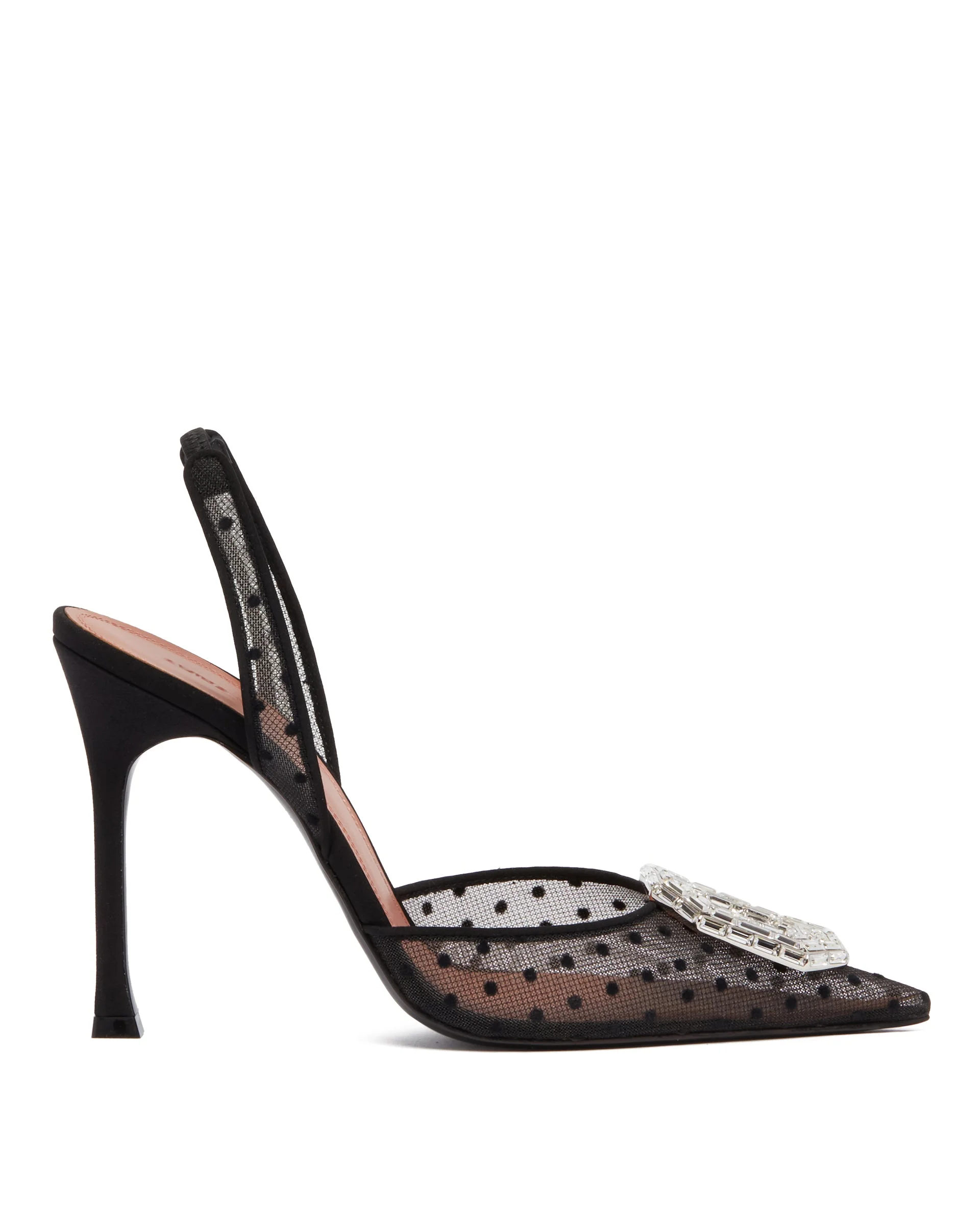 Black Camelia Sling Satin Pumps - 1