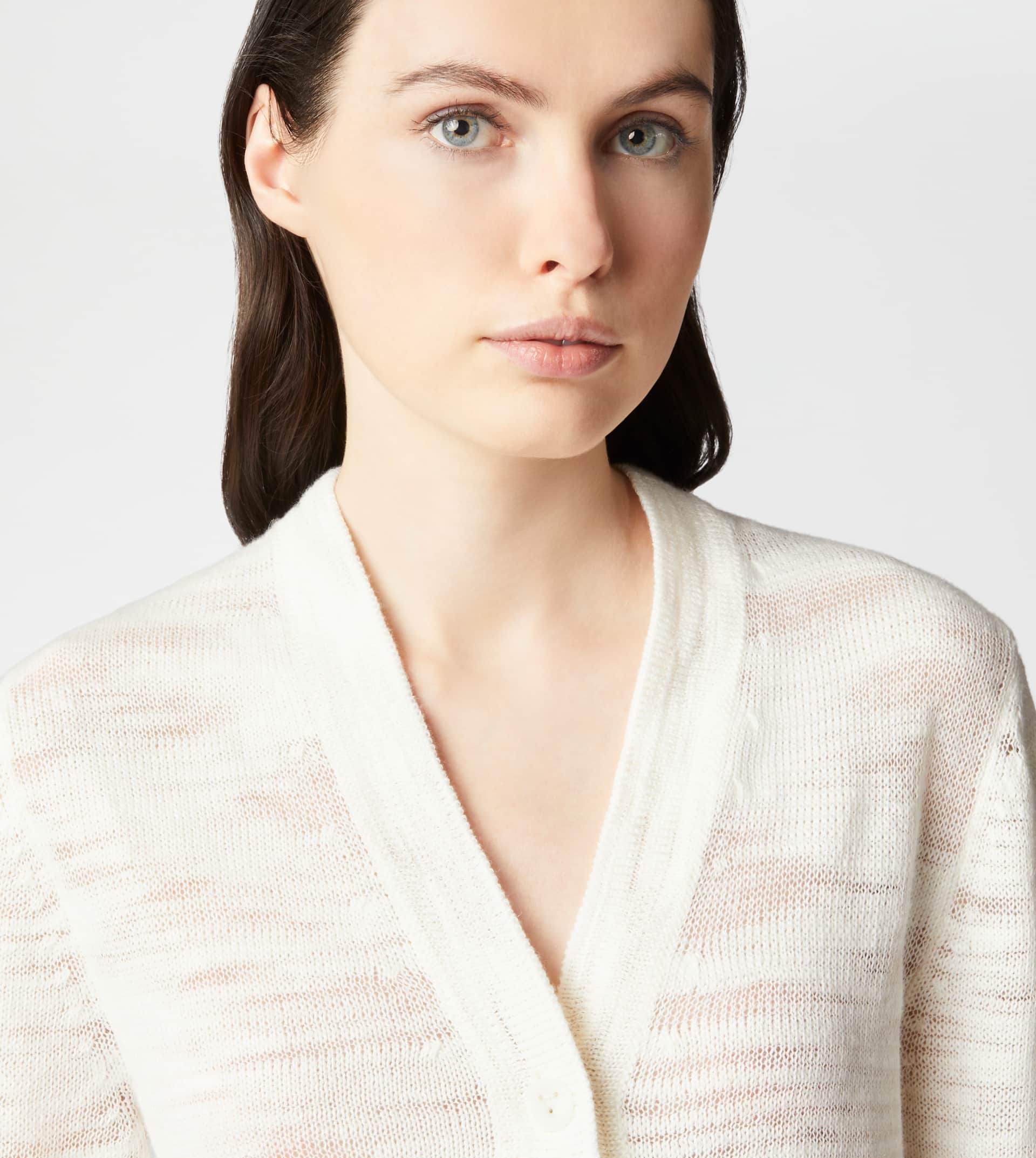 LINEN BLEND CARDIGAN - WHITE - 3