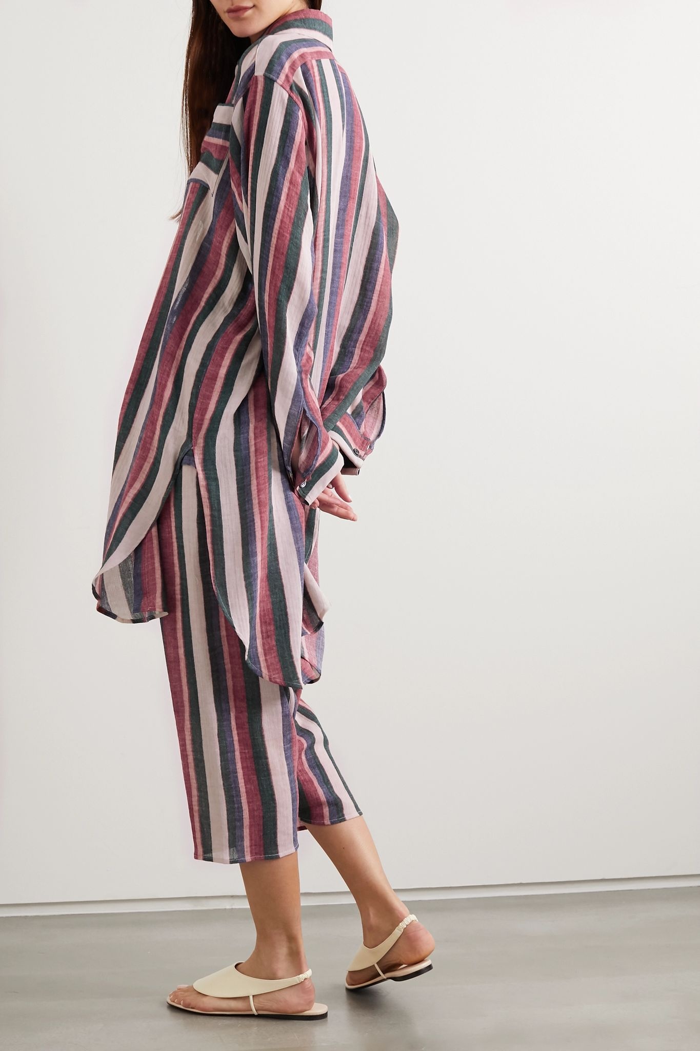 Oversized striped cotton shirt  - 4