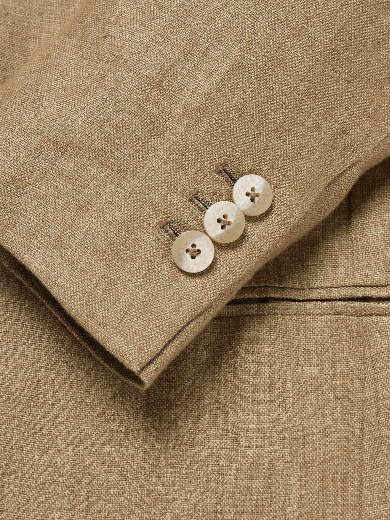 Zanini Double-Breasted Linen Blazer Brown - 4