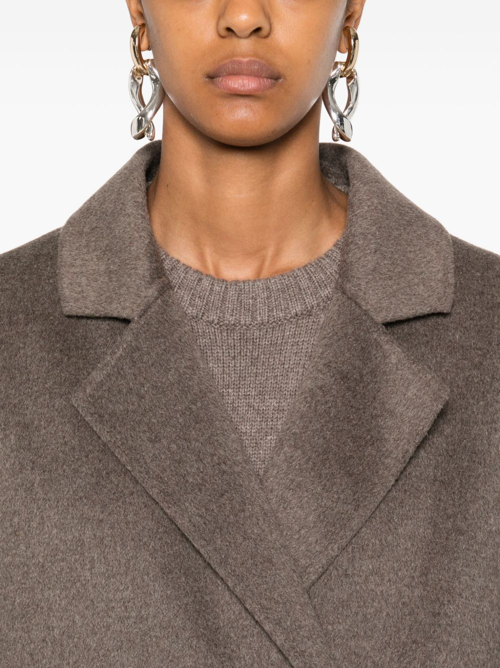 double-breasted wool-cashmere coat - 5