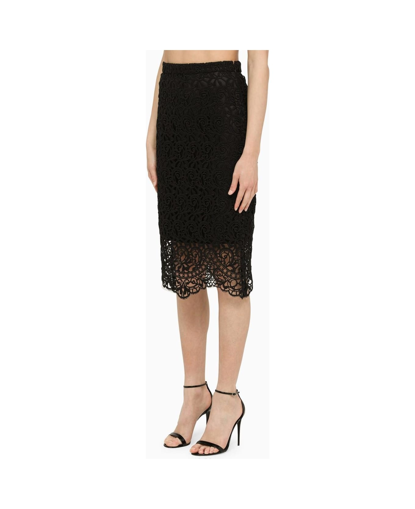 Black Lace Pencil Skirt - 2