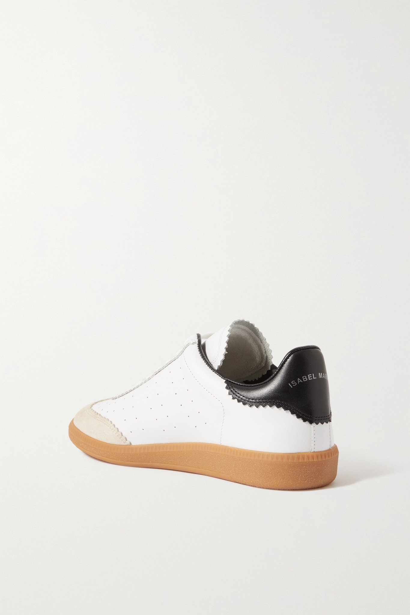 Bryce suede-trimmed perforated leather sneakers - 3