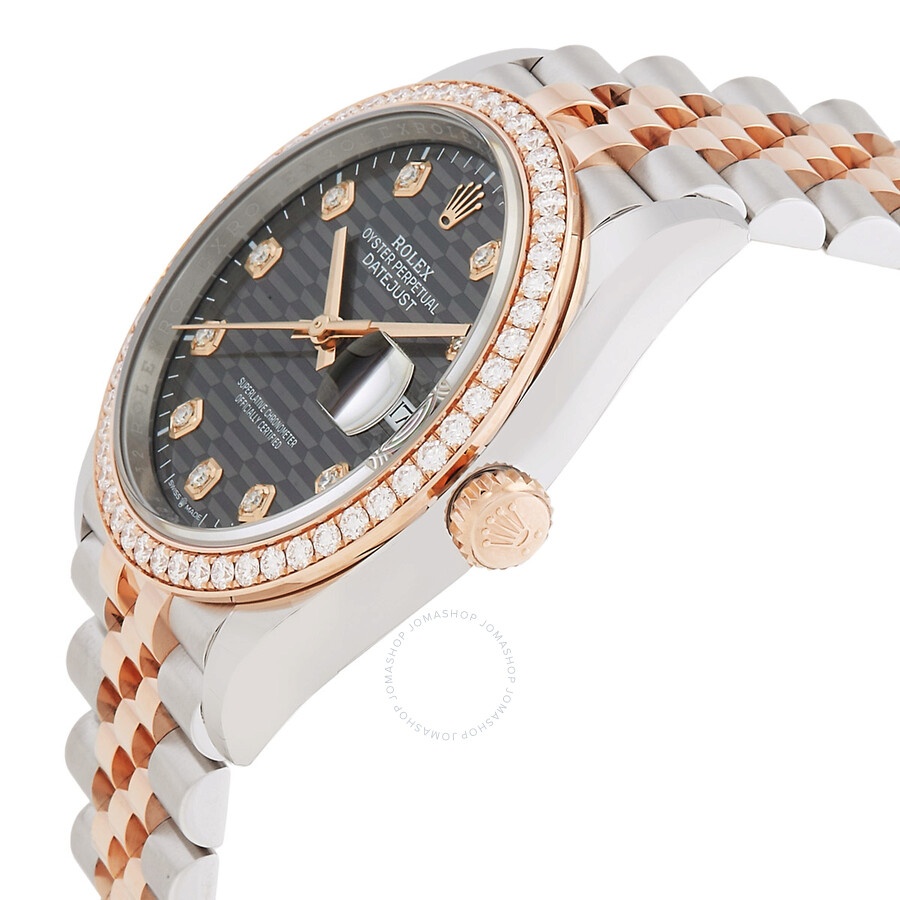 Rolex Datejust 36 Slate Fluted Motif Diamond Dial Automatic Men's Steel and 18kt Everose Gold Jubile - 2