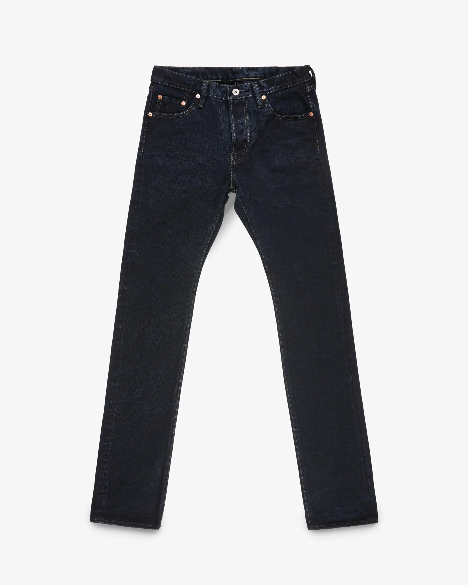 IH-555S-19LOD 19OZ LEFT HAND TWILL SELVEDGE DENIM SLIM CUT JEANS - INDIGO OVERDYED BLACK - 1