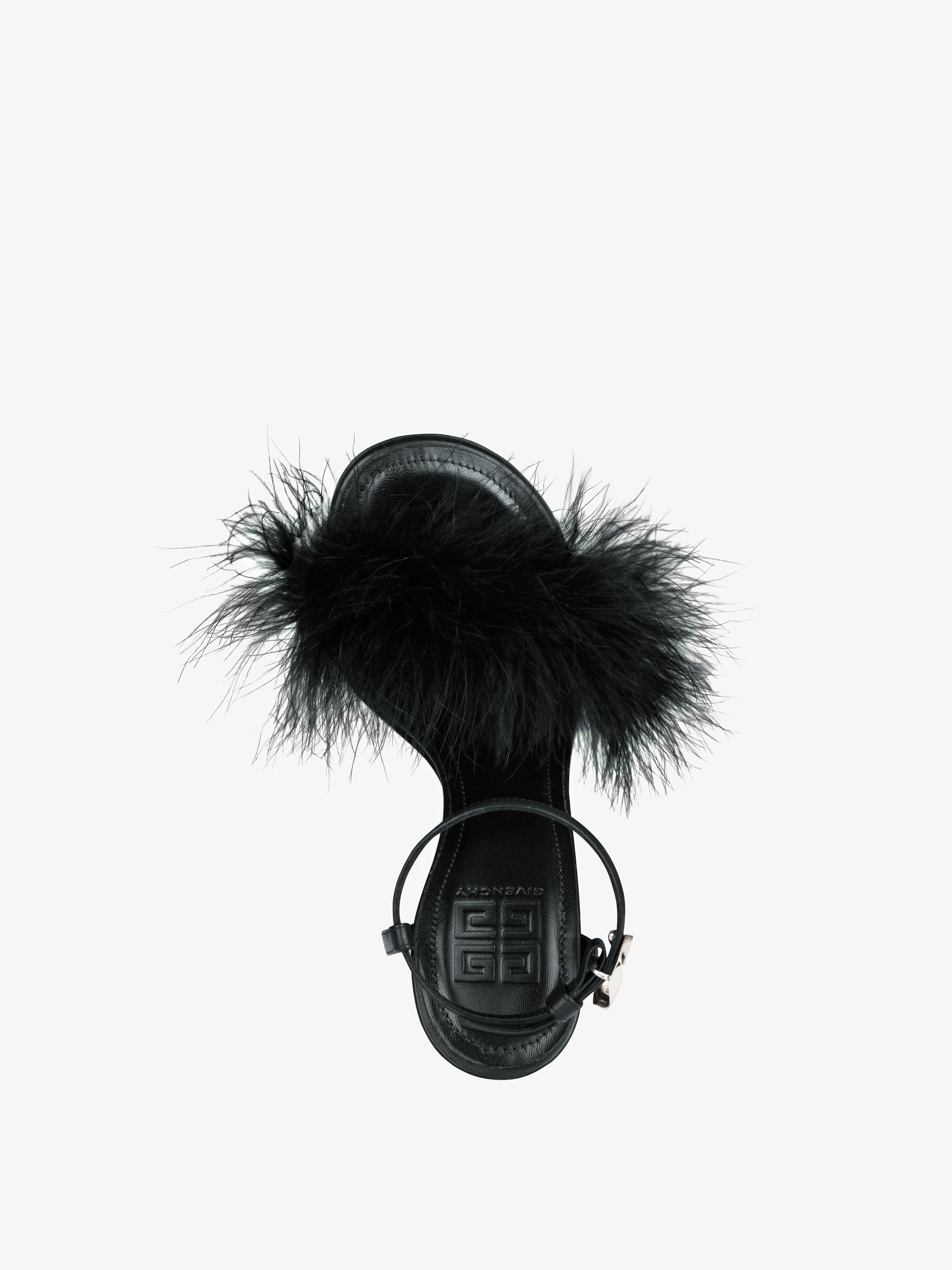 G CUBE FEATHER AND LEATHER SANDALS - 4