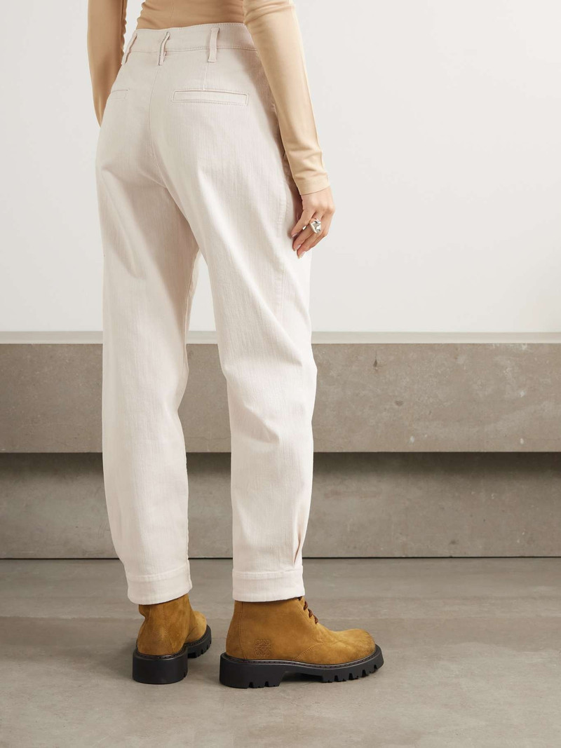 Pleated cotton-blend twill tapered pants 4