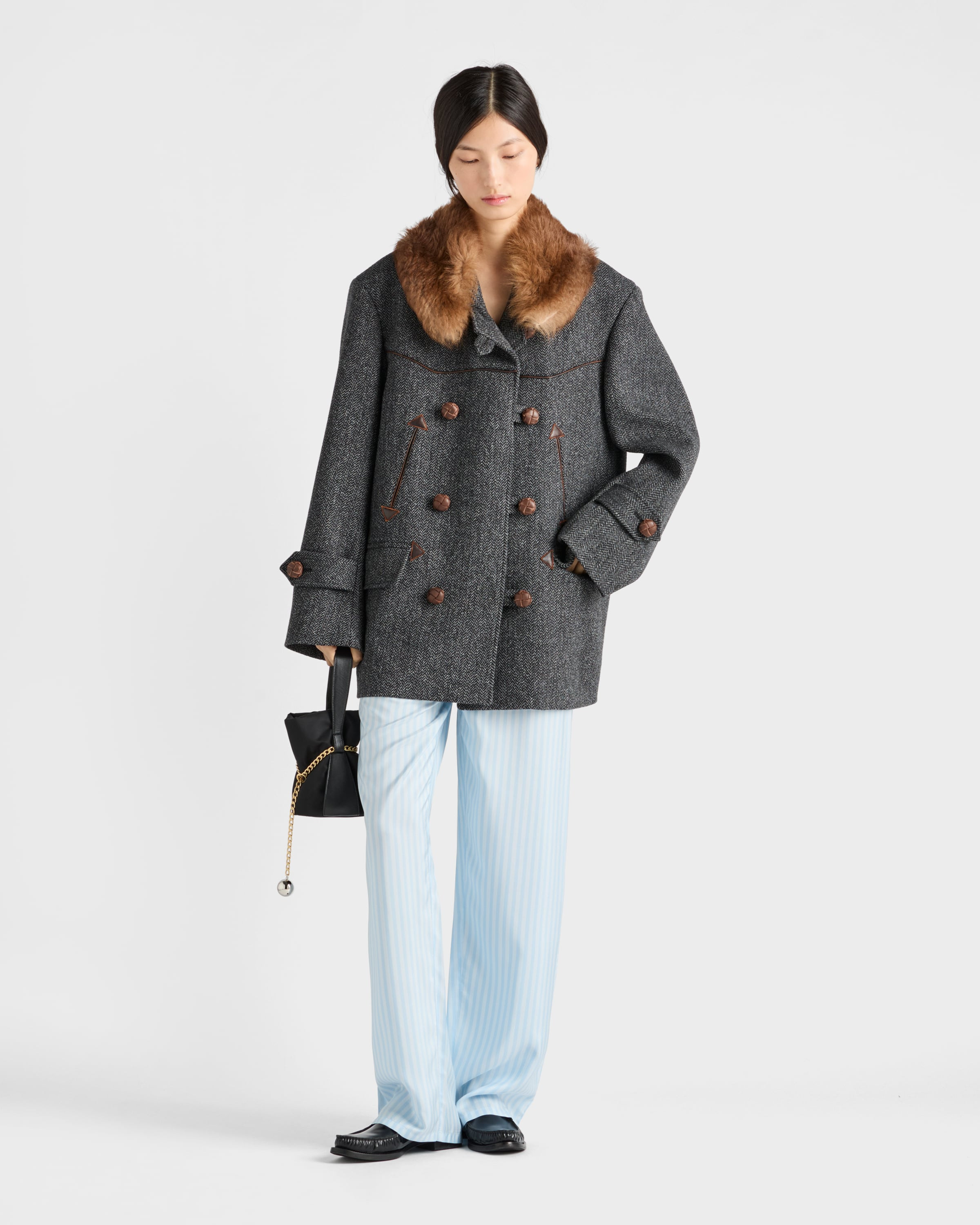Double-breasted chevron peacoat - 2