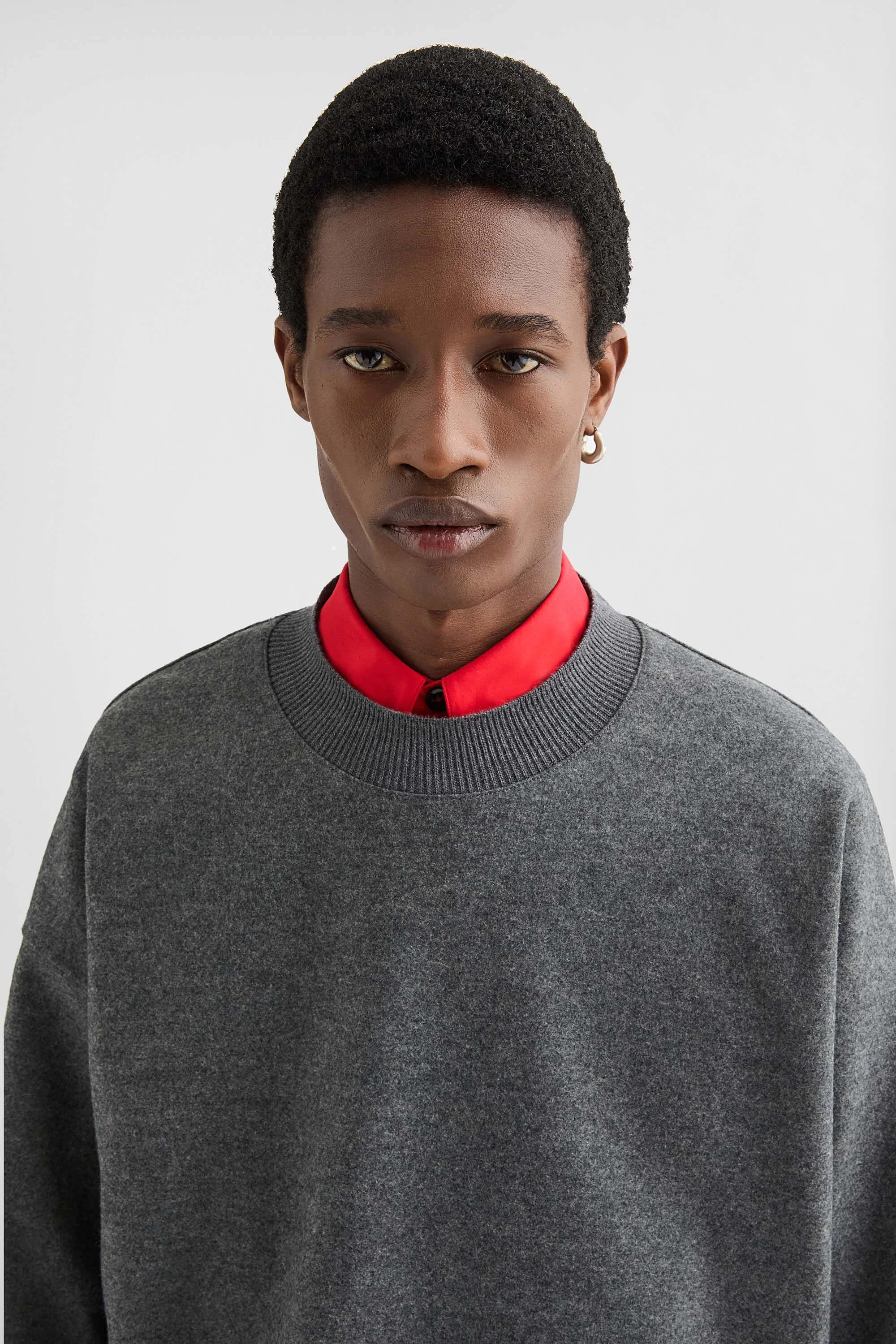 Jil Sander Wool Melton Crew-Neck Sweatshirt | REVERSIBLE