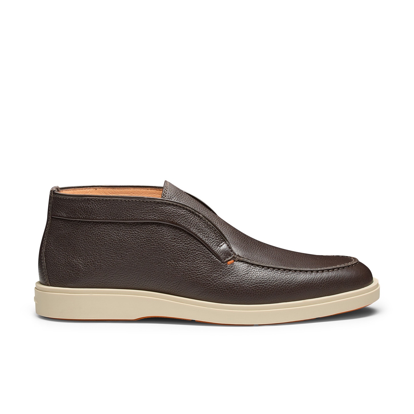Men's dark brown tumbled leather desert boot - 1