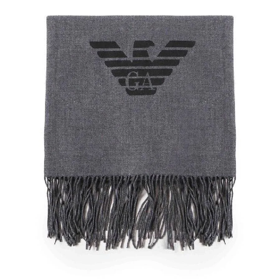 Emporio Armani Fringed Scarf With Eagle Print - 1