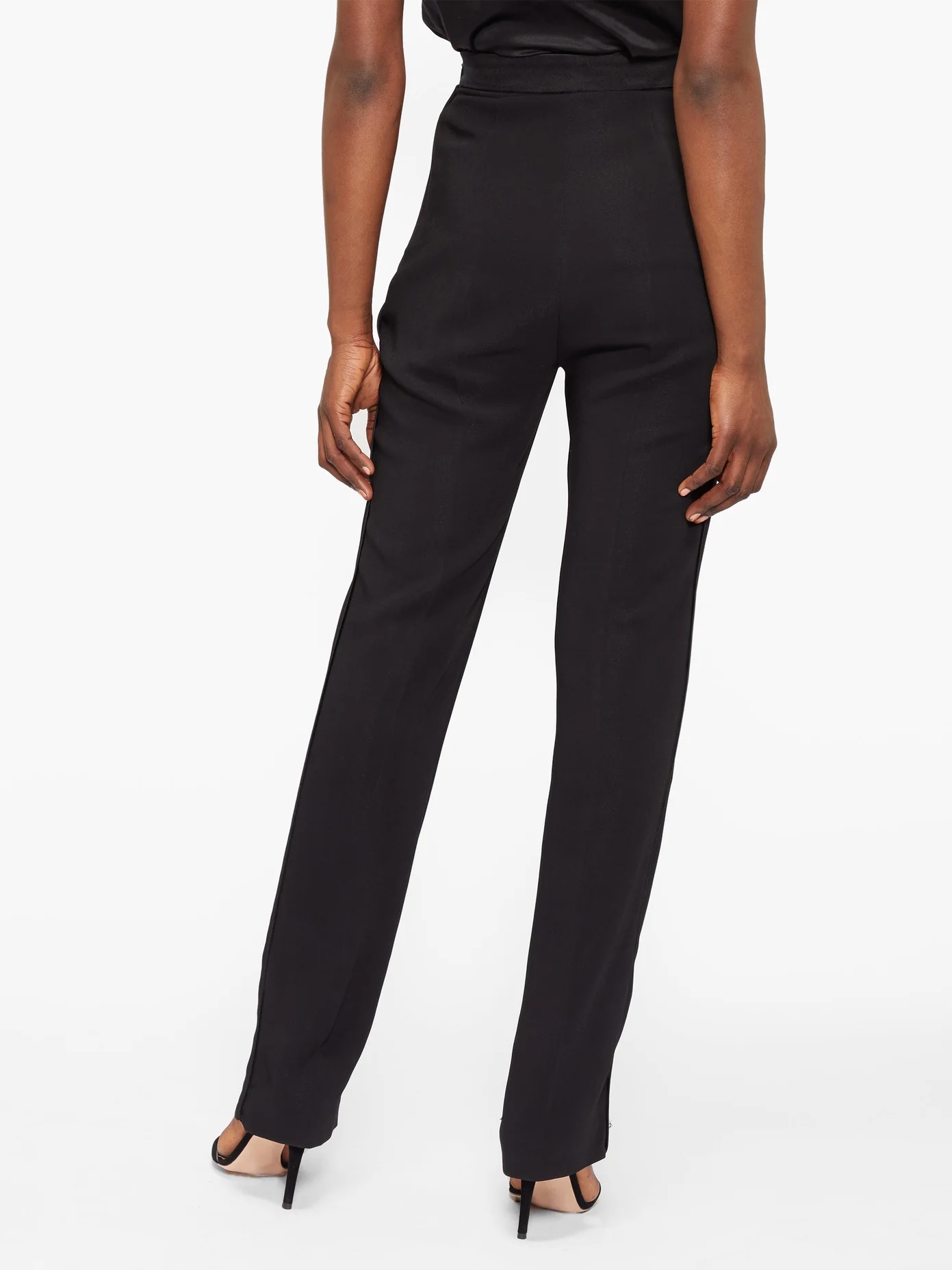 Satin-trimmed side-tie crepe tuxedo trousers - 5