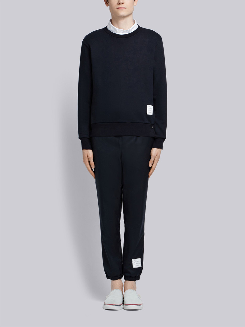 Navy Loopback Knit Center Back Stripe Crew Neck Pullover 4