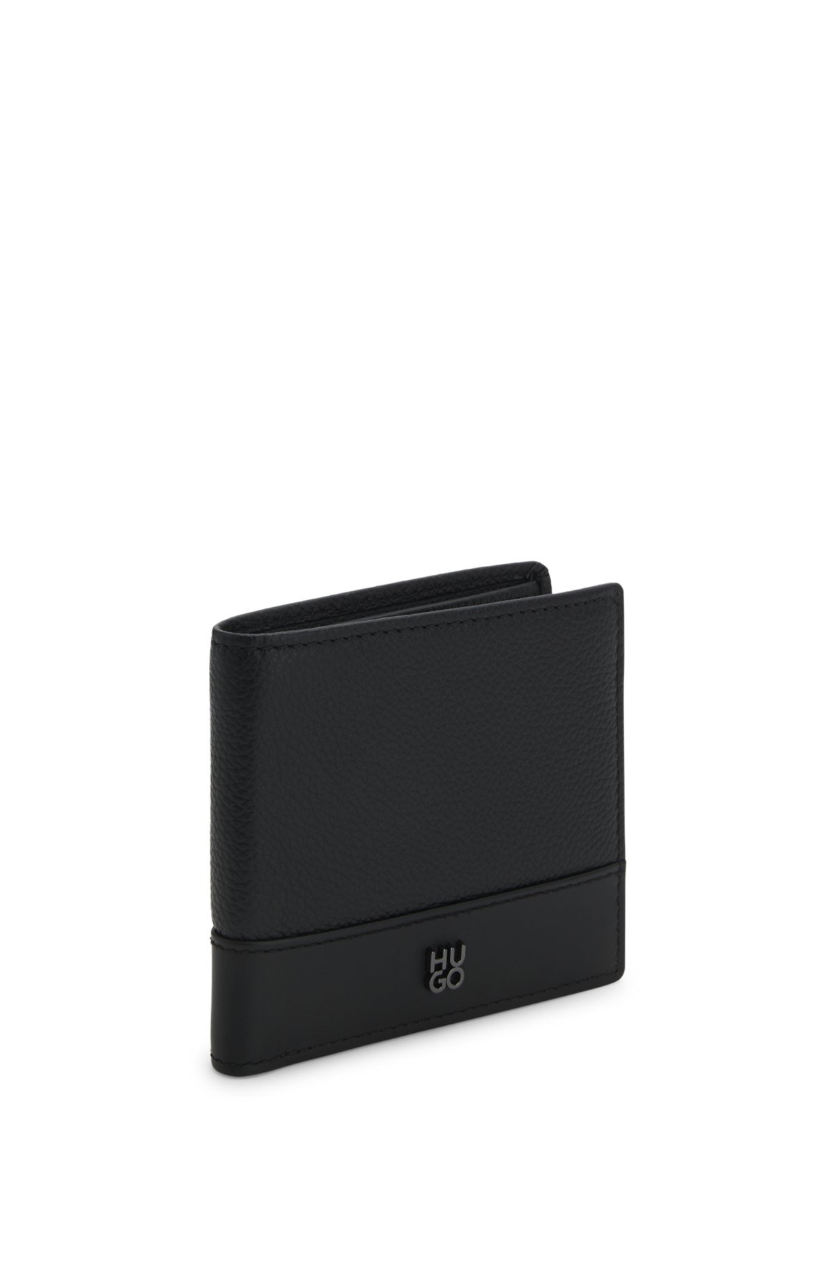 LEATHER FOLDING WALLET WITH STACKED-LOGO TRIM - 4