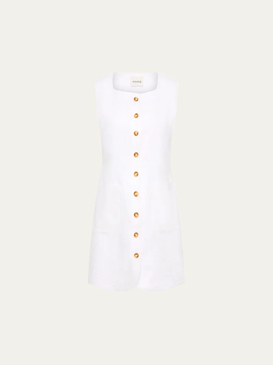 Emma Button-Front Mini Dress - 1