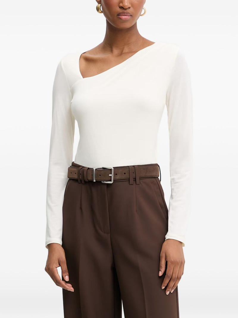 asymmetric-neck long-sleeved top 1