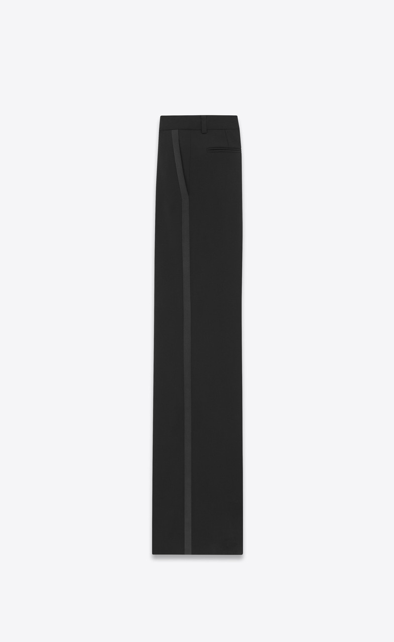 SAINT LAURENT flared tuxedo pants in grain de poudre outlook