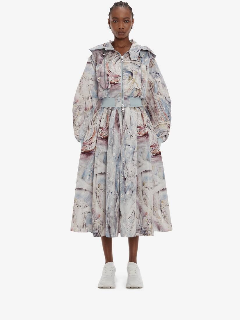 William Blake Dante Print Hooded Bomber in Blue - 2