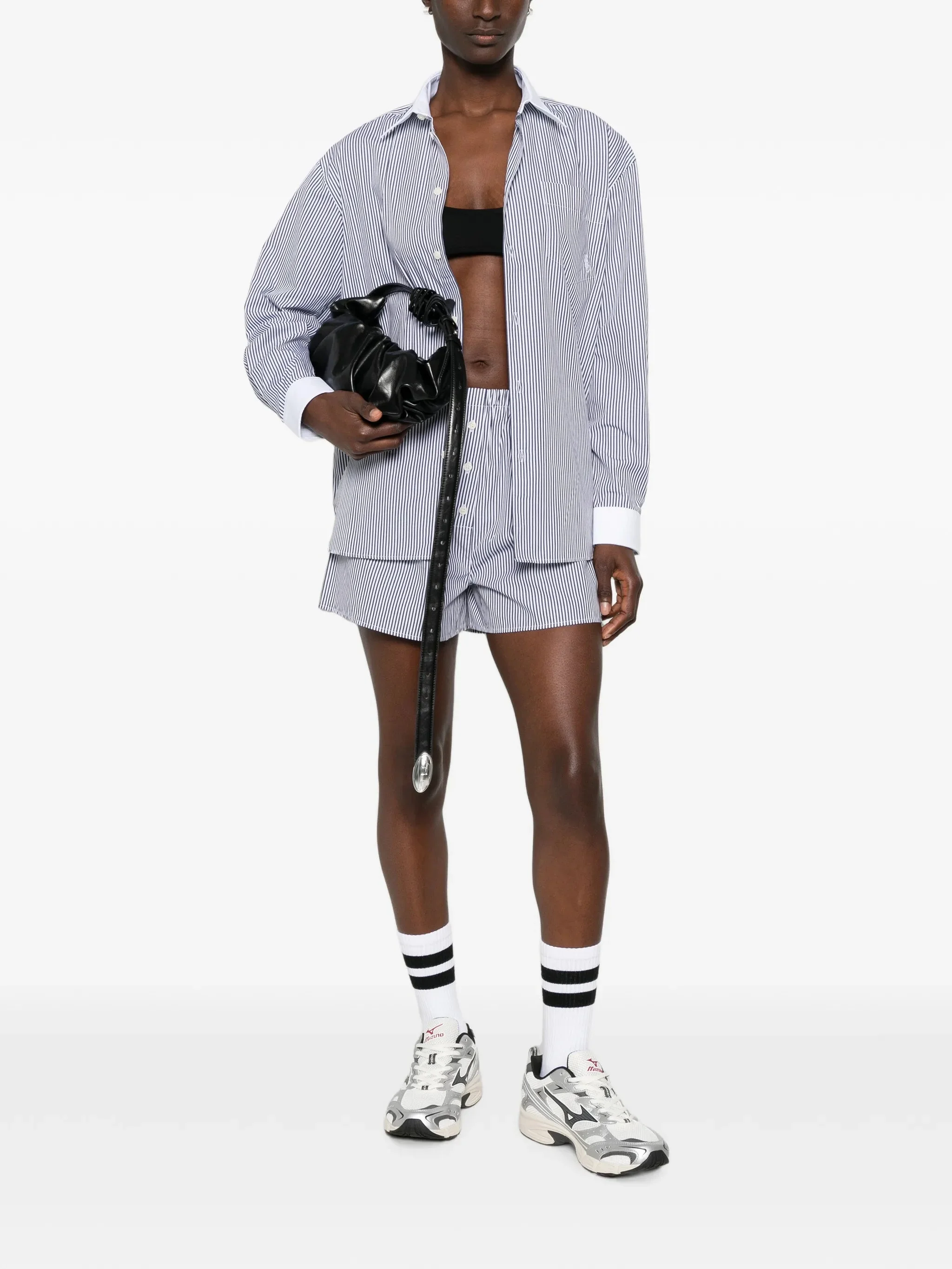 Sporty & Rich Striped Embroidered-logo Shorts - 1