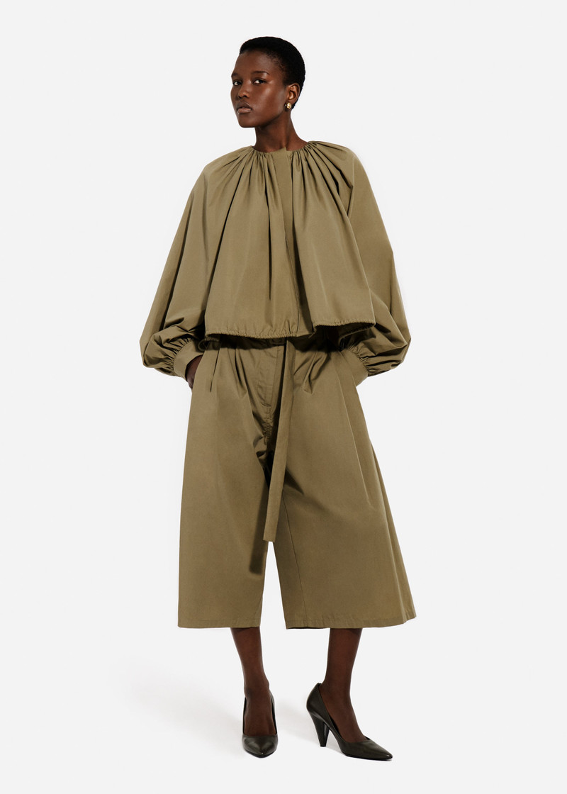 Gathered Tunic Shirt in Cotton Poplin 3