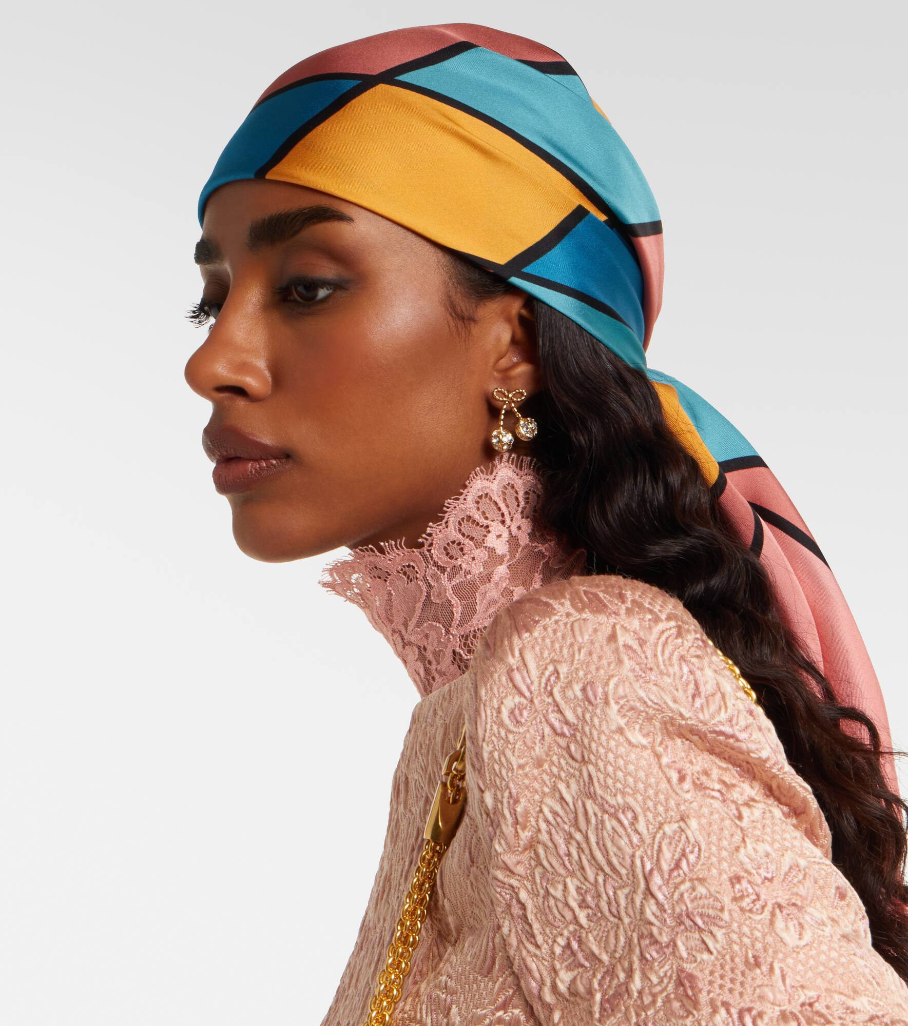 Rhombelle checked silk scarf - 2