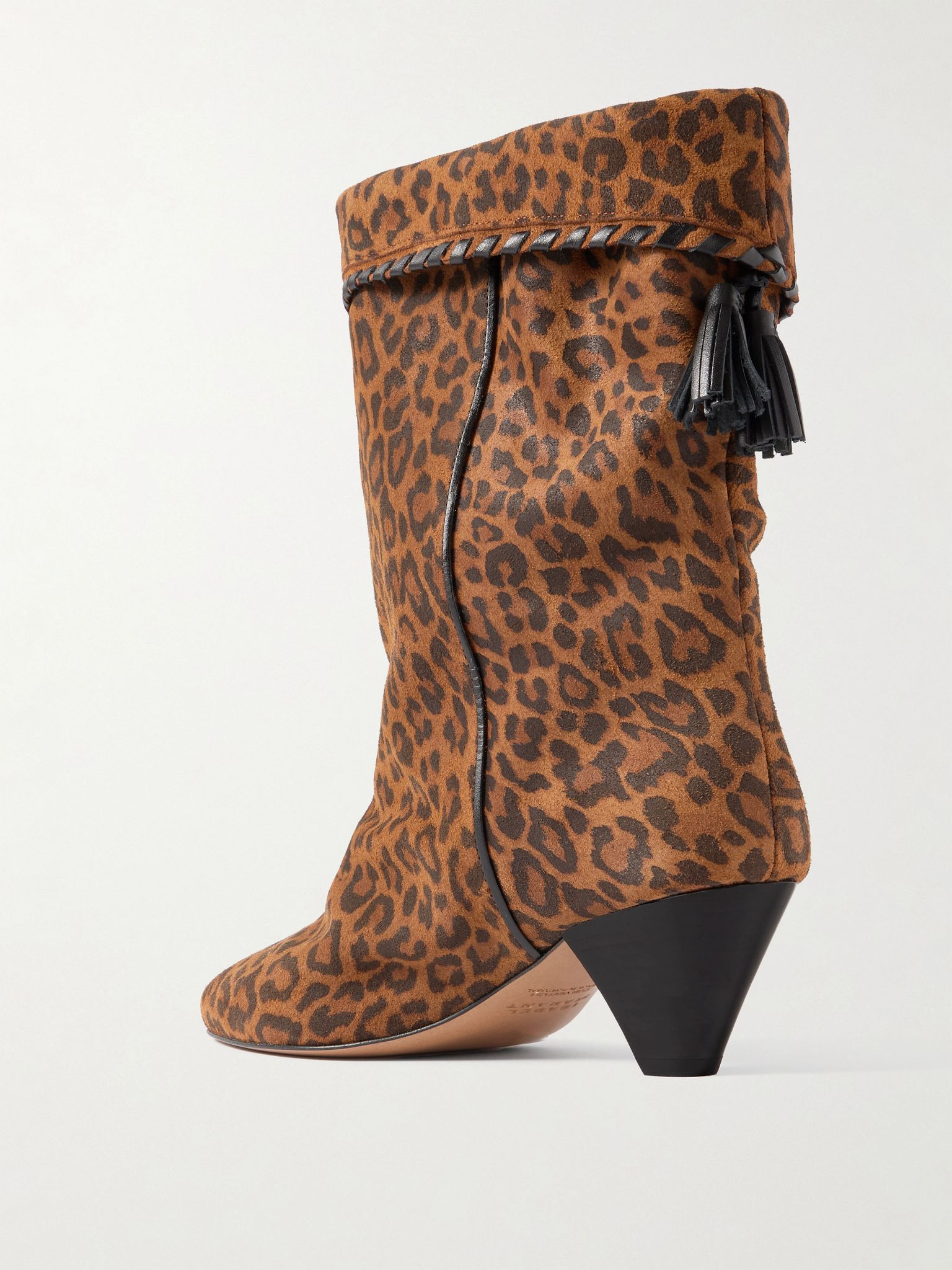 Dalby tasseled leather-trimmed leopard-print suede ankle boots Leopard print - 3