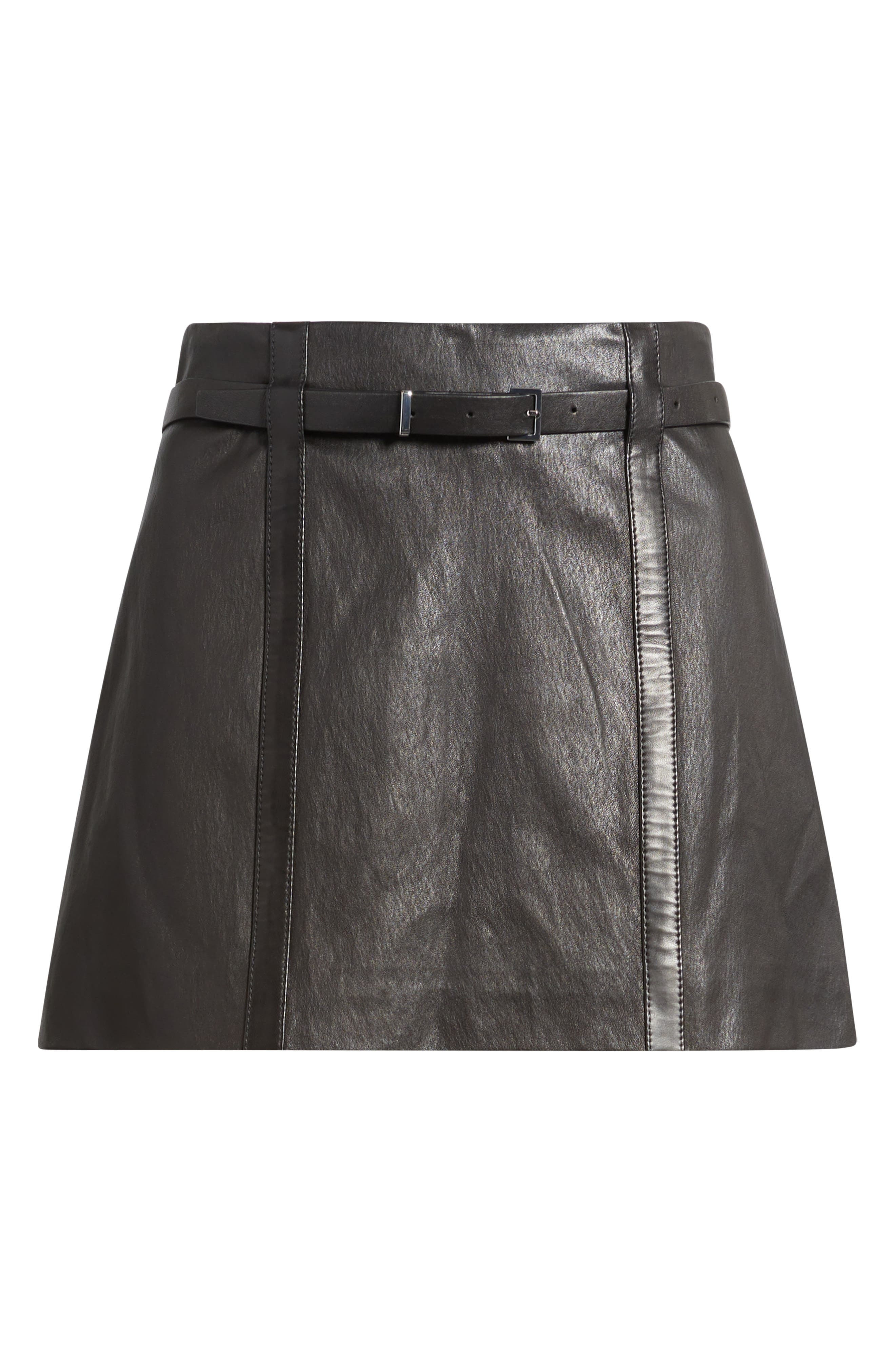 FRAME The Belted Leather Miniskirt in Black at Nordstrom - 5