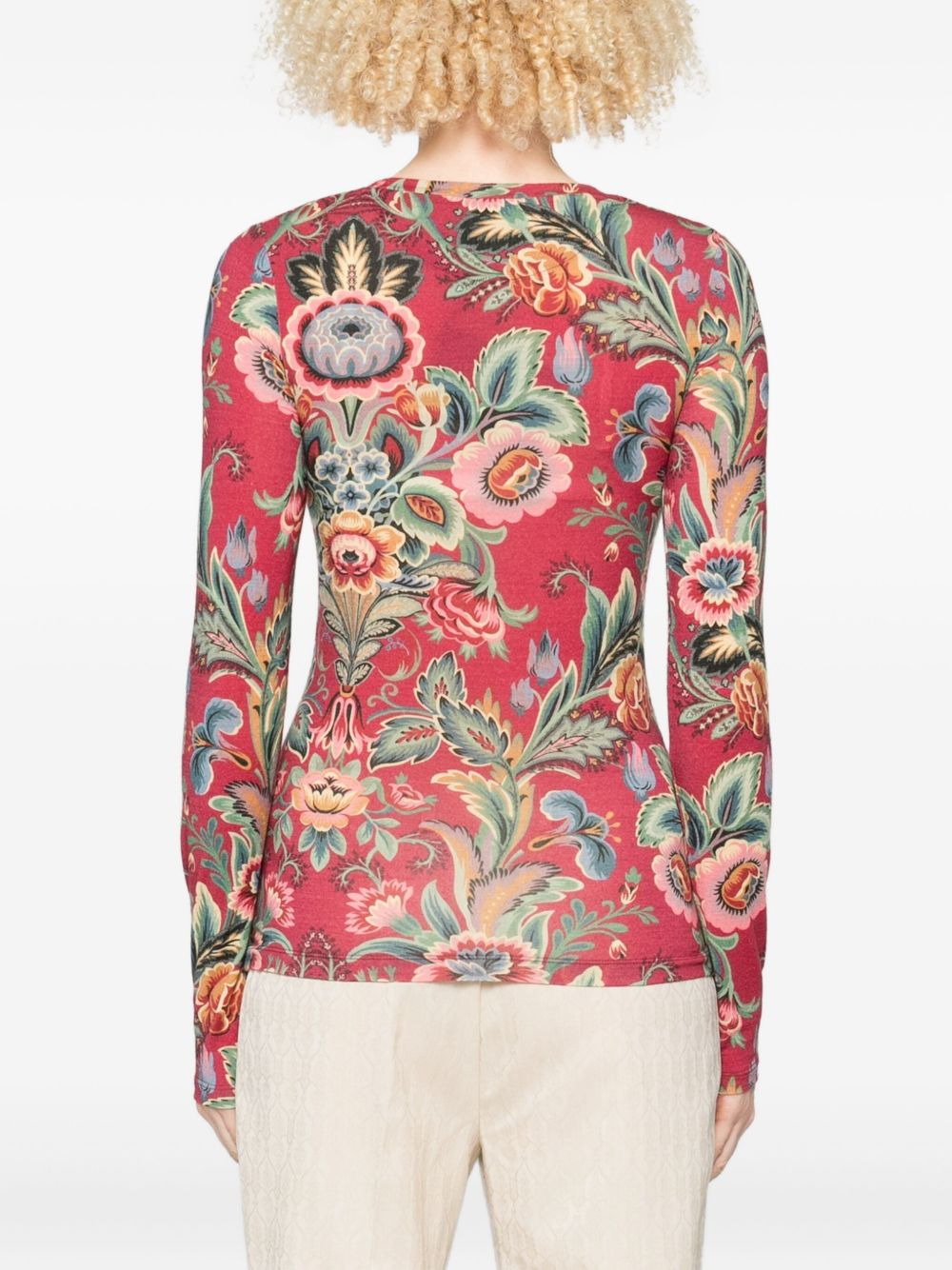 floral-print long-sleeve top - 4