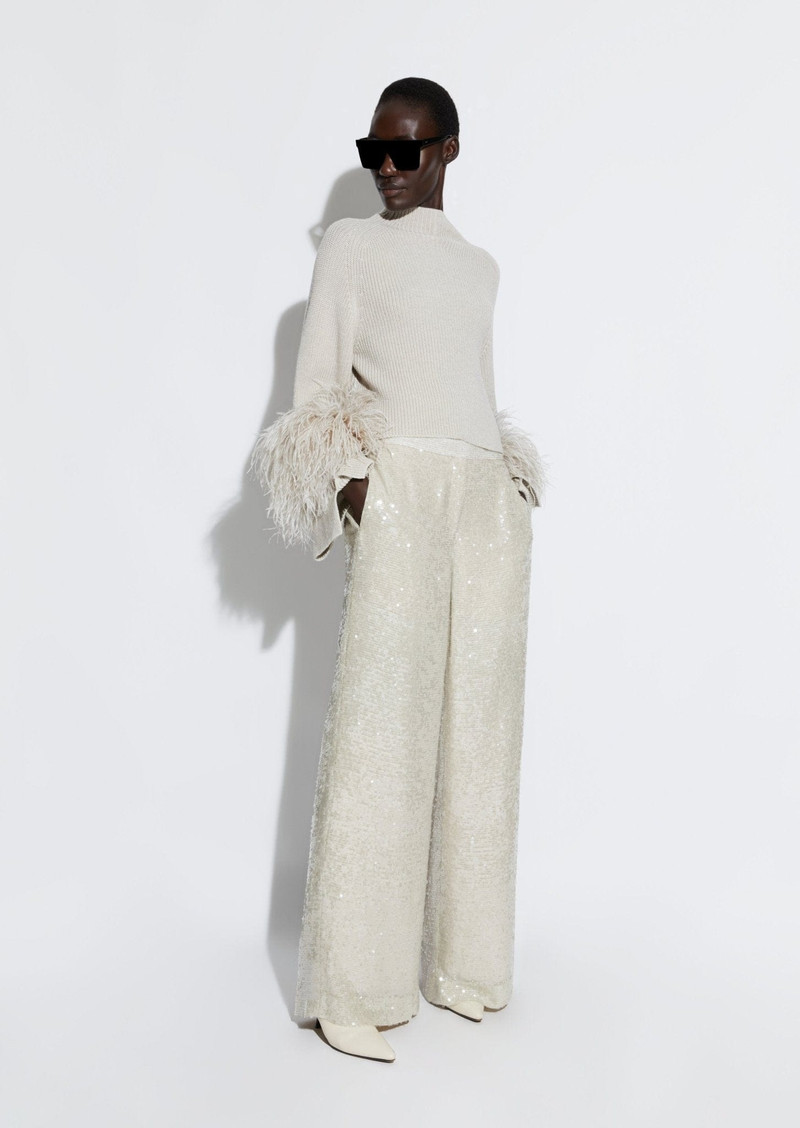 LAPOINTE Wool Cropped Raglan Sweater With Feathers outlook