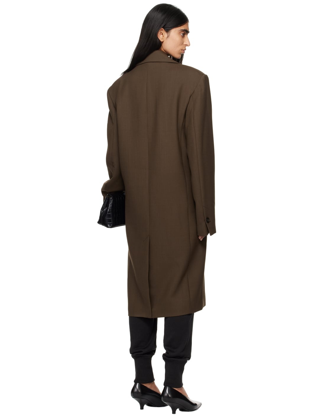 Brown Broad Midi Coat - 3