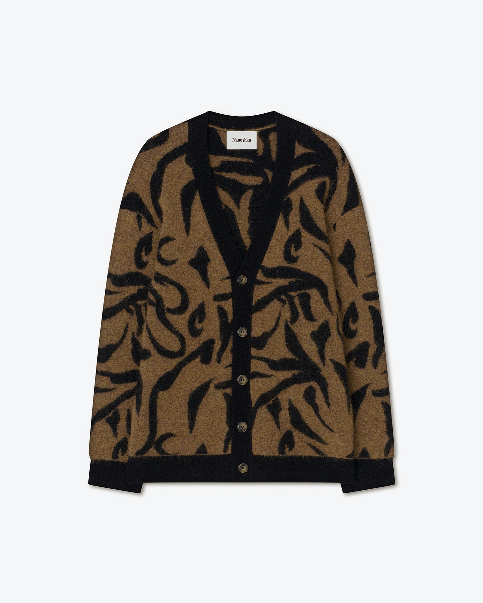 TIMON - Alpaca-jacquard cardigan - Brown/ black - 1