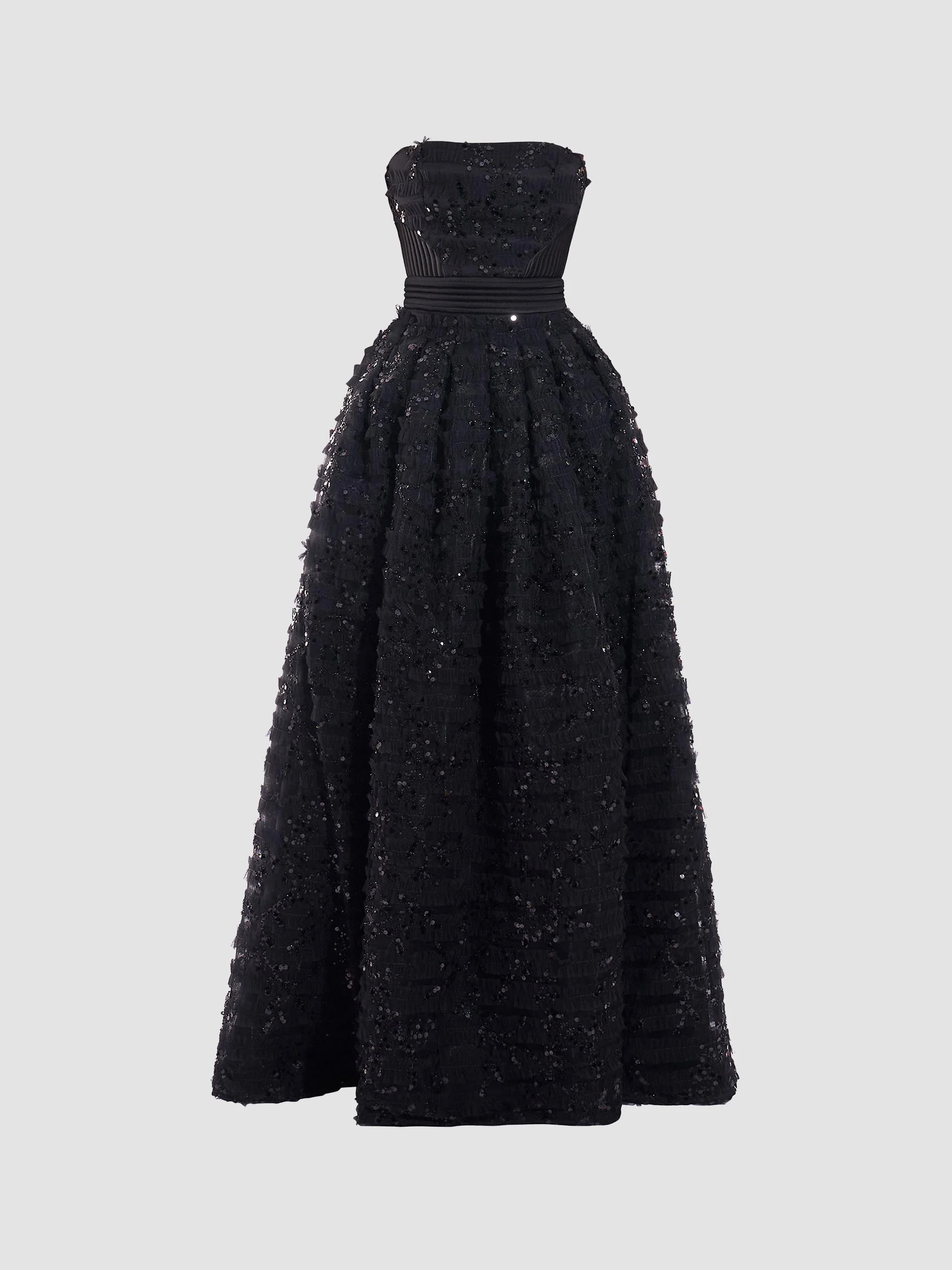Women's Doll Sequined A-Line Gown - Black - 1