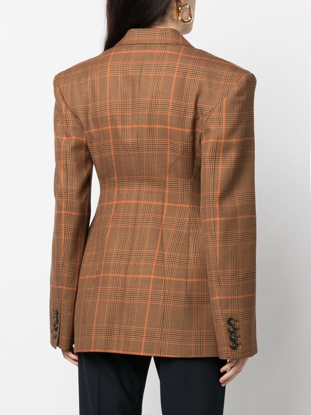 double-breasted checked wool blazer - 4