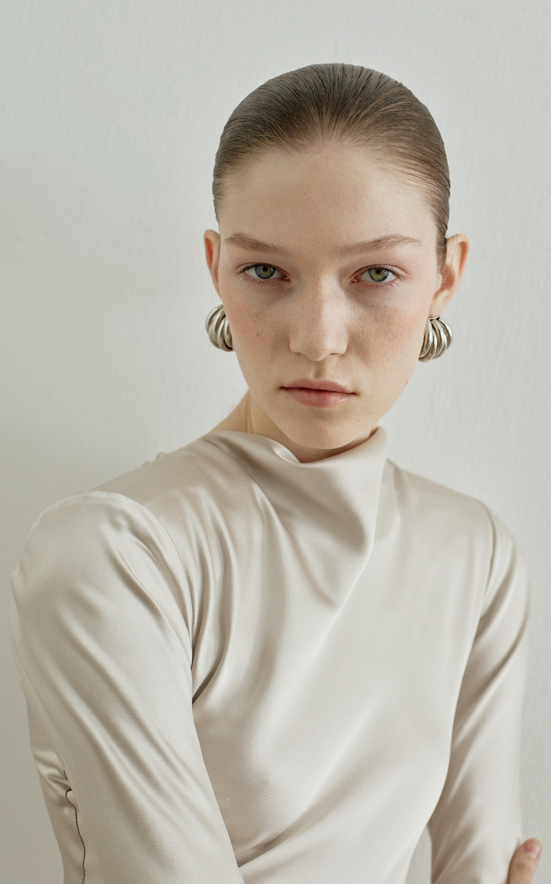 Bianca Asymmetric Satin Maxi Dress ivory 4