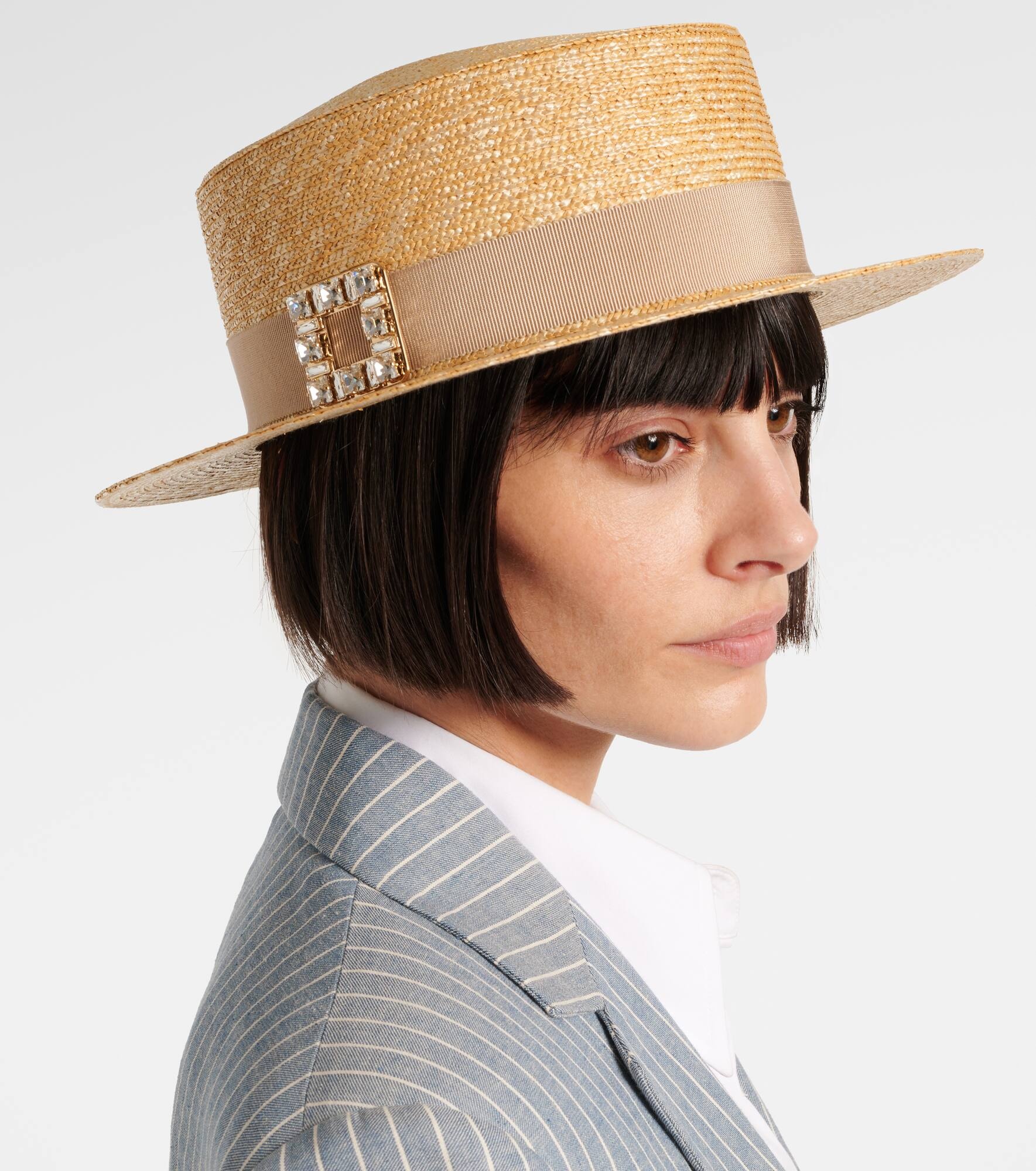 Très Vivier embellished raffia boater hat - 5