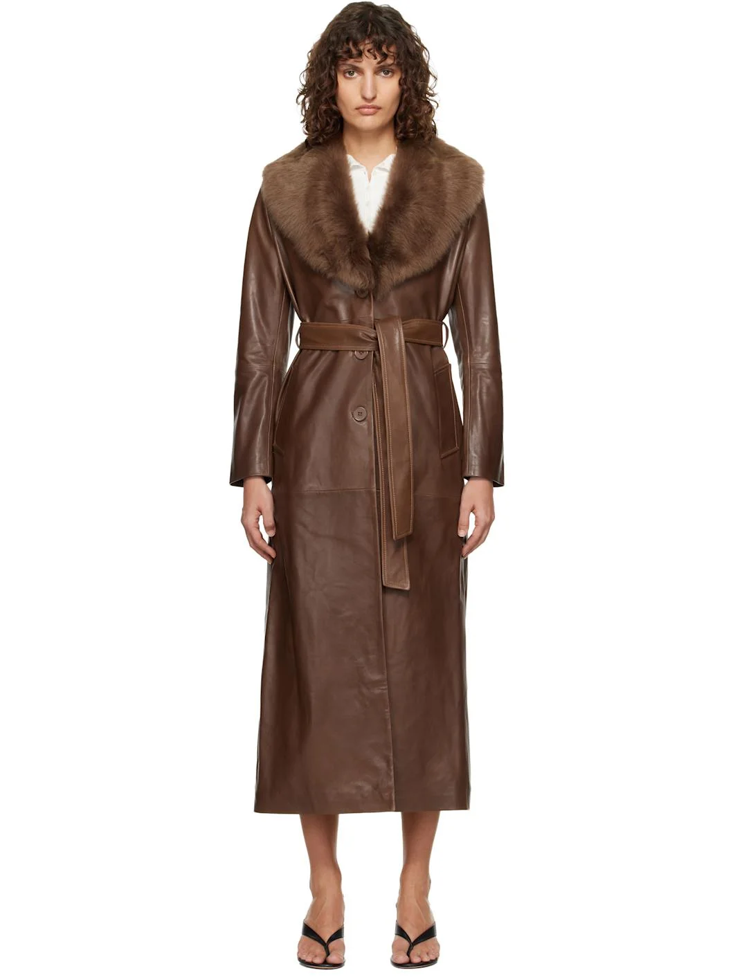 Brown Dakota Glamorous Leather Coat - 1