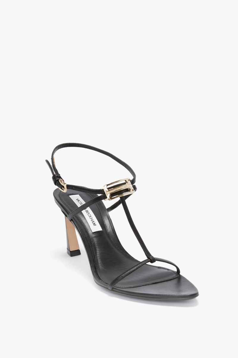Victoria Beckham Frame Detail Sandal In Black Leather outlook