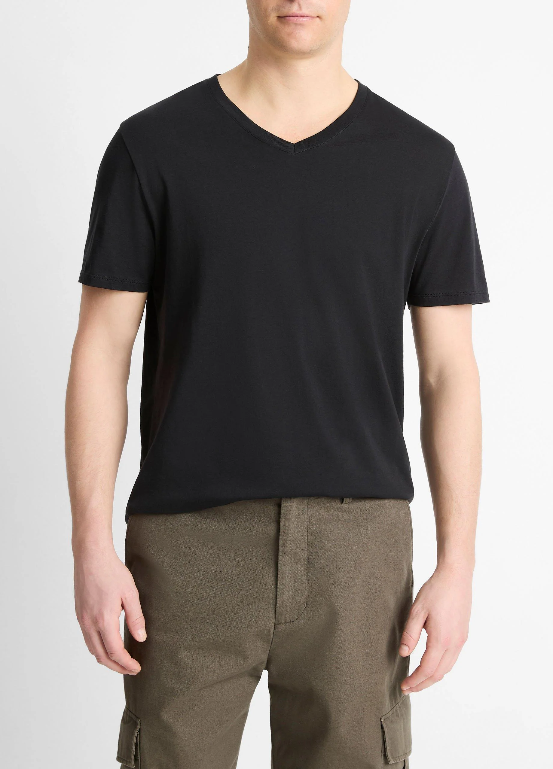 Pima Cotton V-Neck T-Shirt - 1