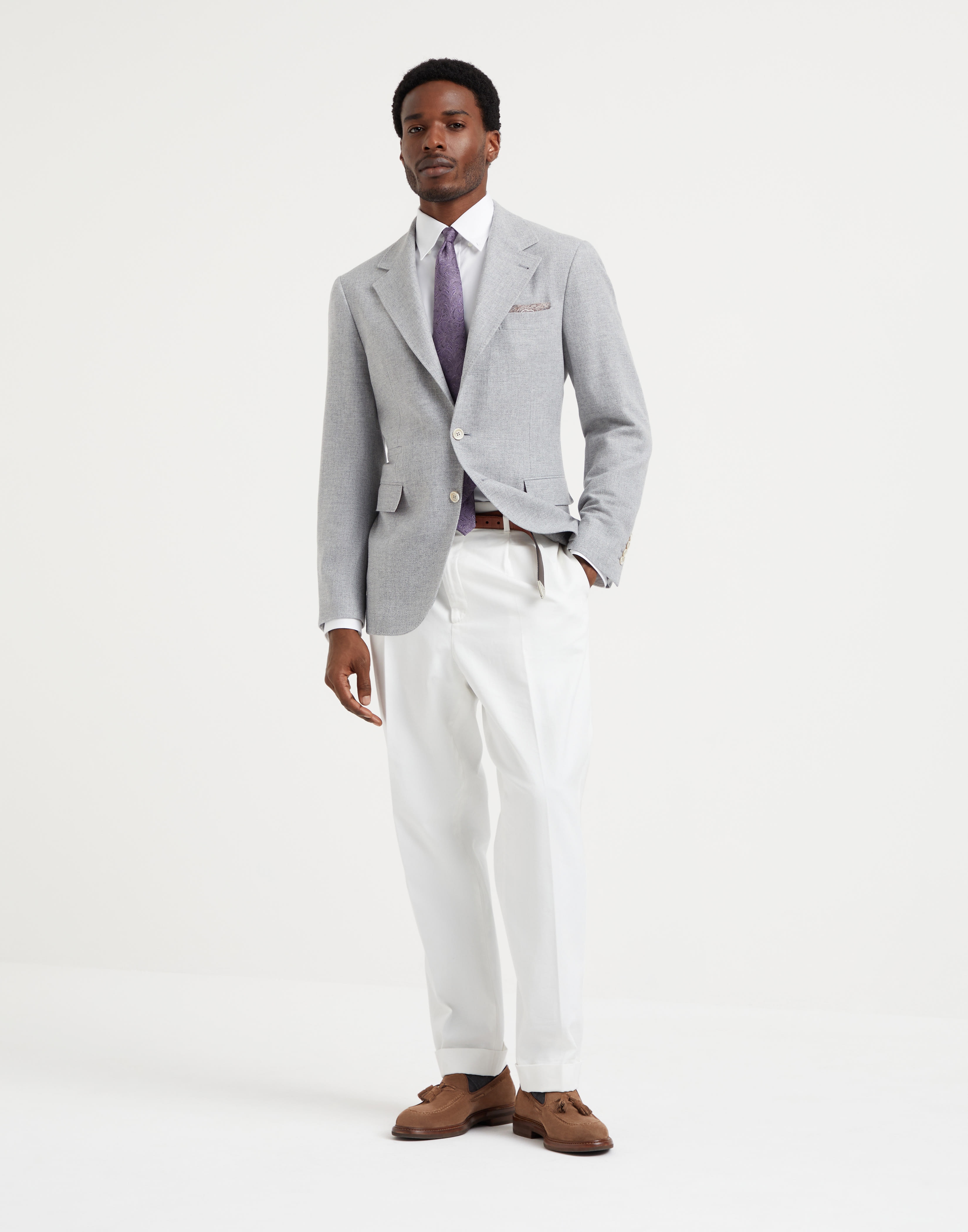 Wool, silk and cashmere diagonal deconstructed blazer - 5