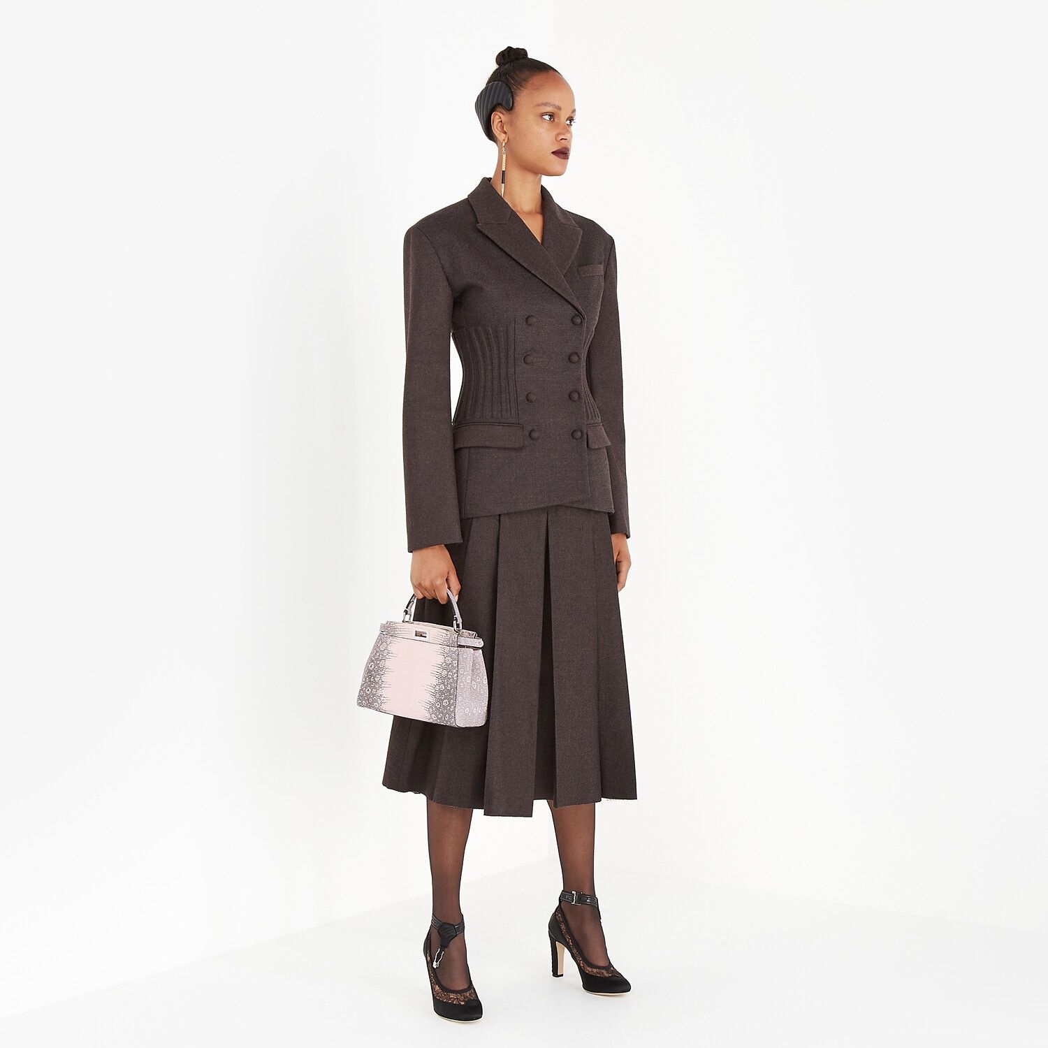 Brown cashmere and flannel jacket - 4