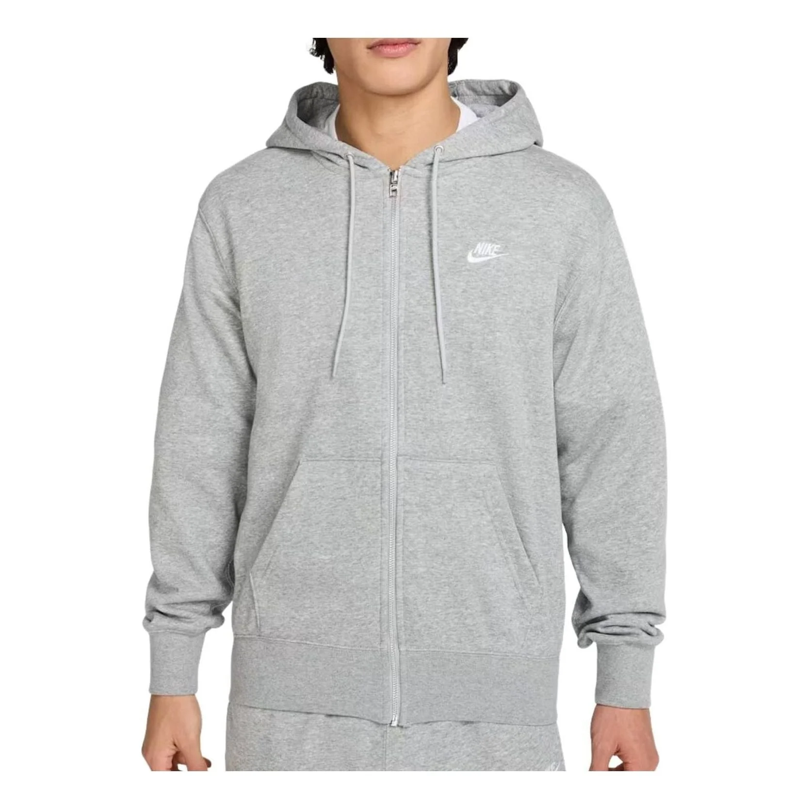 Nike Club Zip-up Terry Hooded Top 'Dark Grey Heather Light Smoke Grey White' FN3885-063 - 1